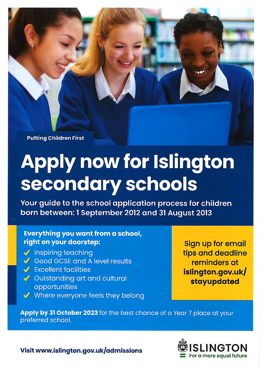 Apply now for Islington secondary schools - St Mark's C of E Primary School